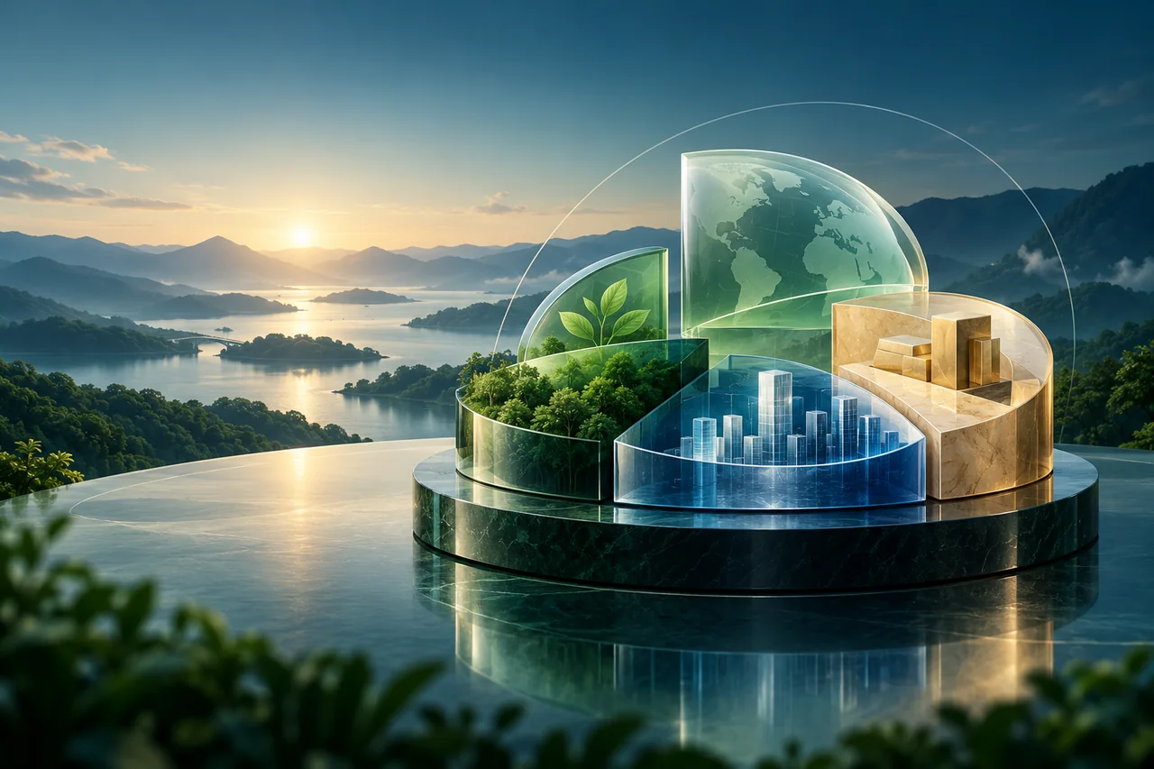 A balanced diversified portfolio represented through asset-allocation segments